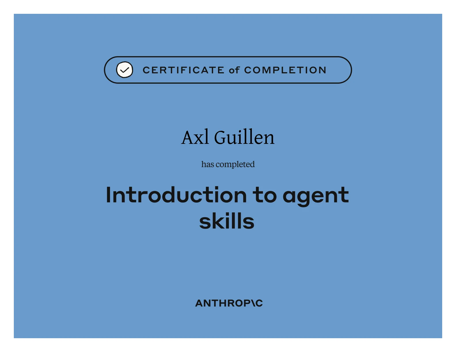 Certificado de Introduction to agent skills