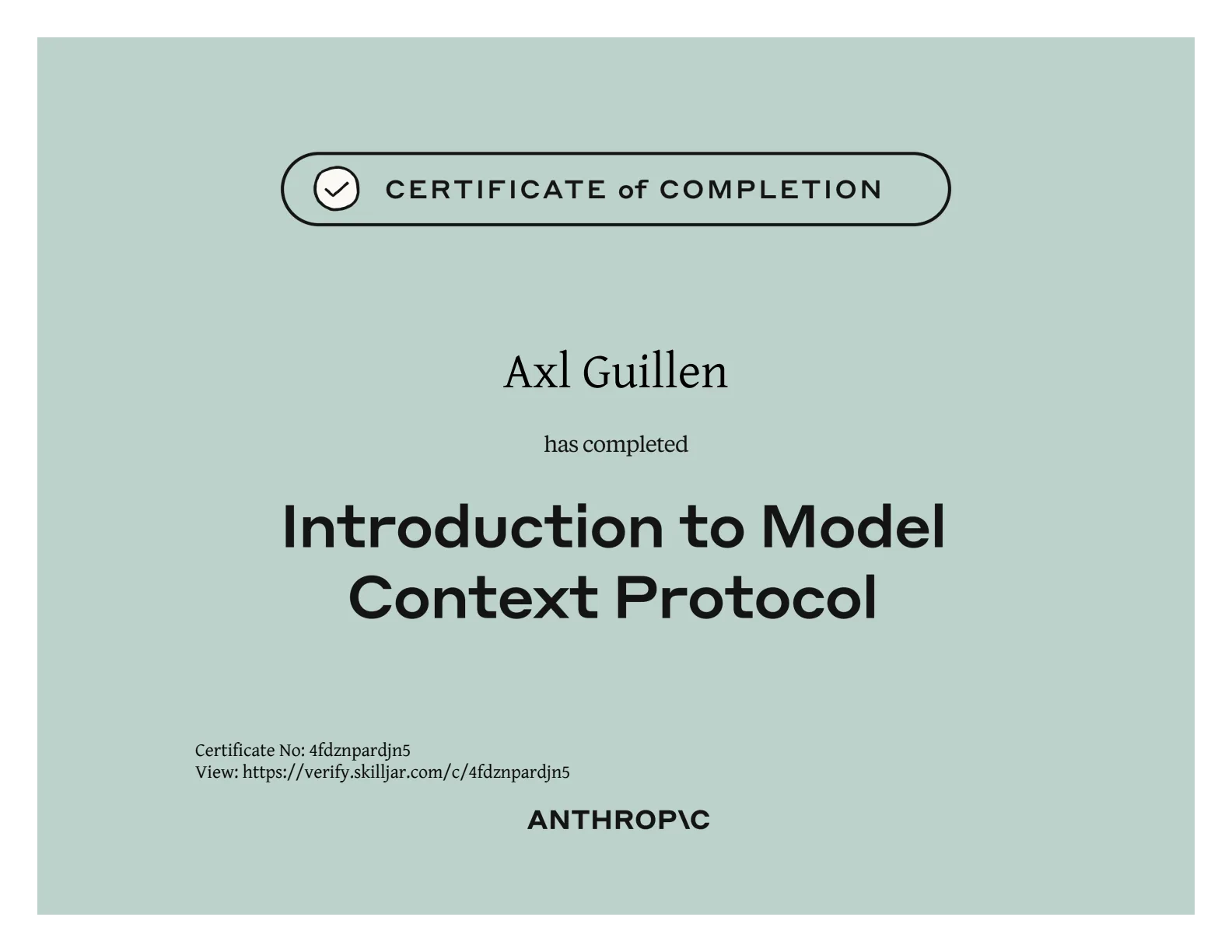 Certificado de Introduction to Model Context Protocol